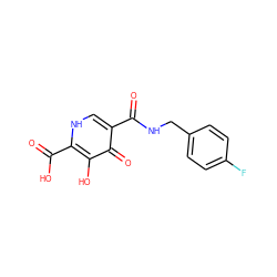 O=C(O)c1[nH]cc(C(=O)NCc2ccc(F)cc2)c(=O)c1O ZINC000095557014