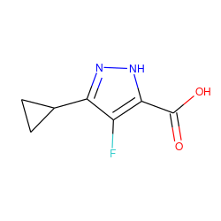 O=C(O)c1[nH]nc(C2CC2)c1F ZINC000028824282