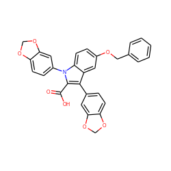 O=C(O)c1c(-c2ccc3c(c2)OCO3)c2cc(OCc3ccccc3)ccc2n1-c1ccc2c(c1)OCO2 ZINC000026004615