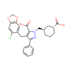 O=C(O)c1c(Cc2cc3c(cc2Cl)OCO3)c(-c2ccccc2)nn1C[C@@H]1CCC[C@@H](C(=O)O)C1 ZINC000026576454