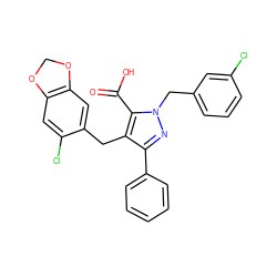 O=C(O)c1c(Cc2cc3c(cc2Cl)OCO3)c(-c2ccccc2)nn1Cc1cccc(Cl)c1 ZINC000026574221