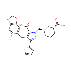 O=C(O)c1c(Cc2cc3c(cc2Cl)OCO3)c(-c2cccs2)nn1C[C@@H]1CCC[C@@H](C(=O)O)C1 ZINC000026575490