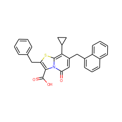 O=C(O)c1c(Cc2ccccc2)sc2c(C3CC3)c(Cc3cccc4ccccc34)cc(=O)n12 ZINC000058563612