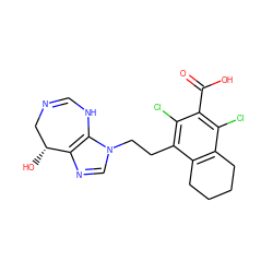 O=C(O)c1c(Cl)c2c(c(CCn3cnc4c3NC=NC[C@H]4O)c1Cl)CCCC2 ZINC000013861928