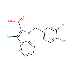 O=C(O)c1c(Cl)c2ccccc2n1Cc1ccc(Cl)c(Cl)c1 ZINC000013588884