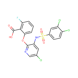 O=C(O)c1c(F)cccc1Oc1ncc(Cl)cc1NS(=O)(=O)c1ccc(Cl)c(Cl)c1 ZINC000053276481