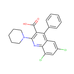 O=C(O)c1c(N2CCCCC2)nc2c(Cl)cc(Cl)cc2c1-c1ccccc1 ZINC000205463719