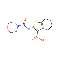 O=C(O)c1c(NC(=O)N2CCOCC2)sc2c1CCCC2 ZINC000006757977