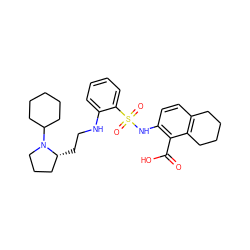 O=C(O)c1c(NS(=O)(=O)c2ccccc2NCC[C@@H]2CCCN2C2CCCCC2)ccc2c1CCCC2 ZINC000014964643