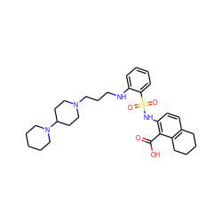 O=C(O)c1c(NS(=O)(=O)c2ccccc2NCCCN2CCC(N3CCCCC3)CC2)ccc2c1CCCC2 ZINC000014964537