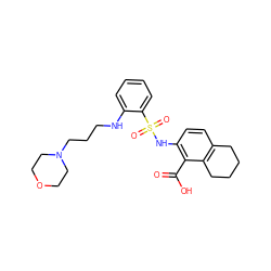 O=C(O)c1c(NS(=O)(=O)c2ccccc2NCCCN2CCOCC2)ccc2c1CCCC2 ZINC000014964483