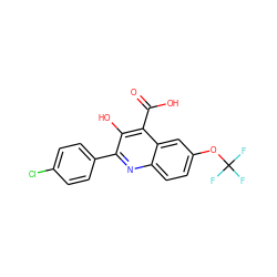 O=C(O)c1c(O)c(-c2ccc(Cl)cc2)nc2ccc(OC(F)(F)F)cc12 ZINC000034803346