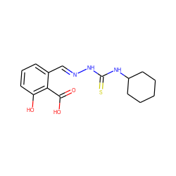 O=C(O)c1c(O)cccc1/C=N/NC(=S)NC1CCCCC1 ZINC000028705956