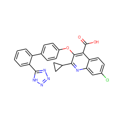 O=C(O)c1c(Oc2ccc(-c3ccccc3-c3nnn[nH]3)cc2)c(C2CC2)nc2cc(Cl)ccc12 ZINC000026168235