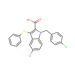 O=C(O)c1c(Sc2ccccc2)c2cc(Cl)ccc2n1Cc1ccc(Cl)cc1 ZINC000001492396