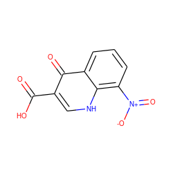 O=C(O)c1c[nH]c2c([N+](=O)[O-])cccc2c1=O ZINC000005545970