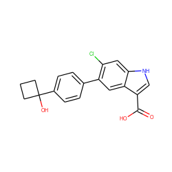 O=C(O)c1c[nH]c2cc(Cl)c(-c3ccc(C4(O)CCC4)cc3)cc12 ZINC000205126451