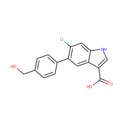 O=C(O)c1c[nH]c2cc(Cl)c(-c3ccc(CO)cc3)cc12 ZINC000216005316