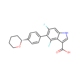 O=C(O)c1c[nH]c2cc(F)c(-c3ccc([C@H]4CCCCO4)cc3)c(F)c12 ZINC000205355082