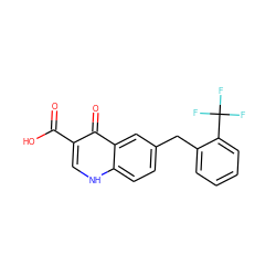 O=C(O)c1c[nH]c2ccc(Cc3ccccc3C(F)(F)F)cc2c1=O ZINC000043011663