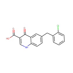 O=C(O)c1c[nH]c2ccc(Cc3ccccc3Cl)cc2c1=O ZINC000043070854