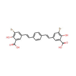 O=C(O)c1cc(/C=C/c2ccc(/C=C/c3cc(Br)c(O)c(C(=O)O)c3)cc2)cc(Br)c1O ZINC000044352432