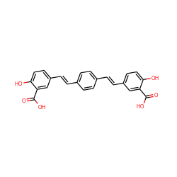 O=C(O)c1cc(/C=C/c2ccc(/C=C/c3ccc(O)c(C(=O)O)c3)cc2)ccc1O ZINC000012403172