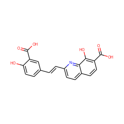 O=C(O)c1cc(/C=C/c2ccc3ccc(C(=O)O)c(O)c3n2)ccc1O ZINC000005933572