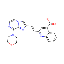 O=C(O)c1cc(/C=C/c2cn3ccnc(N4CCOCC4)c3n2)nc2ccccc12 ZINC000222031153