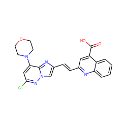 O=C(O)c1cc(/C=C/c2cn3nc(Cl)cc(N4CCOCC4)c3n2)nc2ccccc12 ZINC001772588631