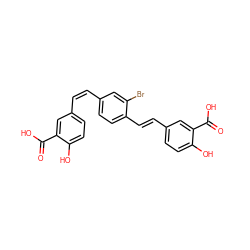 O=C(O)c1cc(/C=C\c2ccc(/C=C/c3ccc(O)c(C(=O)O)c3)c(Br)c2)ccc1O ZINC000026377485