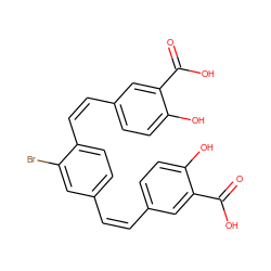 O=C(O)c1cc(/C=C\c2ccc(/C=C\c3ccc(O)c(C(=O)O)c3)c(Br)c2)ccc1O ZINC000026383397