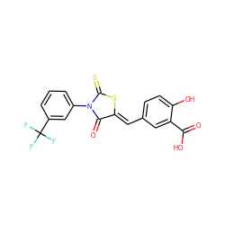 O=C(O)c1cc(/C=C2\SC(=S)N(c3cccc(C(F)(F)F)c3)C2=O)ccc1O ZINC000040865462