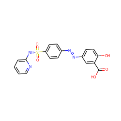 O=C(O)c1cc(/N=N/c2ccc(S(=O)(=O)Nc3ccccn3)cc2)ccc1O ZINC000003831490