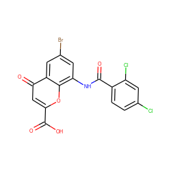 O=C(O)c1cc(=O)c2cc(Br)cc(NC(=O)c3ccc(Cl)cc3Cl)c2o1 ZINC000096271887