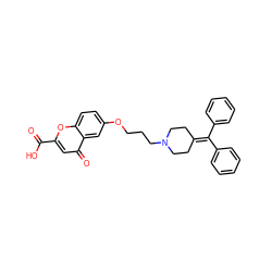 O=C(O)c1cc(=O)c2cc(OCCCN3CCC(=C(c4ccccc4)c4ccccc4)CC3)ccc2o1 ZINC000013741948