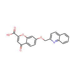 O=C(O)c1cc(=O)c2ccc(OCc3ccc4ccccc4n3)cc2o1 ZINC000013821966