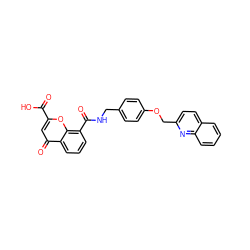 O=C(O)c1cc(=O)c2cccc(C(=O)NCc3ccc(OCc4ccc5ccccc5n4)cc3)c2o1 ZINC000058541320