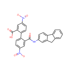 O=C(O)c1cc([N+](=O)[O-])ccc1-c1ccc([N+](=O)[O-])cc1C(=O)Nc1ccc2c(c1)Cc1ccccc1-2 ZINC000001719573