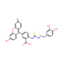 O=C(O)c1cc(-c2c3ccc(=O)cc-3oc3cc(O)ccc23)ccc1NC(=S)NCCc1ccc(O)c(O)c1 ZINC000095587454