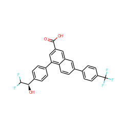 O=C(O)c1cc(-c2ccc([C@@H](O)C(F)F)cc2)c2ccc(-c3ccc(C(F)(F)F)cc3)cc2c1 ZINC000043205374