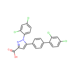 O=C(O)c1cc(-c2ccc(-c3ccc(Cl)cc3Cl)cc2)n(-c2ccc(Cl)cc2Cl)n1 ZINC000013534708