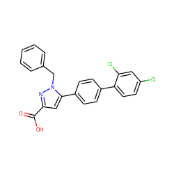 O=C(O)c1cc(-c2ccc(-c3ccc(Cl)cc3Cl)cc2)n(Cc2ccccc2)n1 ZINC000013534749