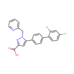 O=C(O)c1cc(-c2ccc(-c3ccc(Cl)cc3Cl)cc2)n(Cc2ccccn2)n1 ZINC000013534786