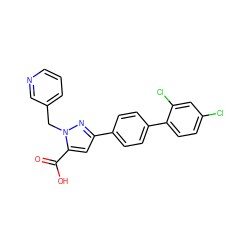 O=C(O)c1cc(-c2ccc(-c3ccc(Cl)cc3Cl)cc2)nn1Cc1cccnc1 ZINC000013534801