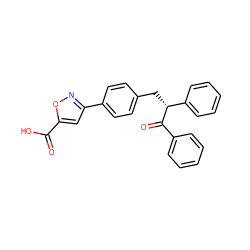 O=C(O)c1cc(-c2ccc(C[C@@H](C(=O)c3ccccc3)c3ccccc3)cc2)no1 ZINC000084586618