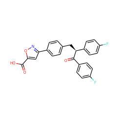 O=C(O)c1cc(-c2ccc(C[C@H](C(=O)c3ccc(F)cc3)c3ccc(F)cc3)cc2)no1 ZINC000084632533