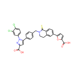 O=C(O)c1cc(-c2ccc(CN3CCc4cc(-c5ccc(C(=O)O)o5)ccc4C3=S)cc2)n(-c2ccc(Cl)c(Cl)c2)n1 ZINC000263620856