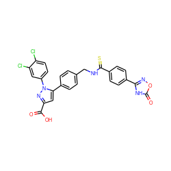 O=C(O)c1cc(-c2ccc(CNC(=S)c3ccc(-c4noc(=O)[nH]4)cc3)cc2)n(-c2ccc(Cl)c(Cl)c2)n1 ZINC000299855108