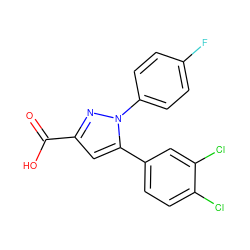 O=C(O)c1cc(-c2ccc(Cl)c(Cl)c2)n(-c2ccc(F)cc2)n1 ZINC000005763710